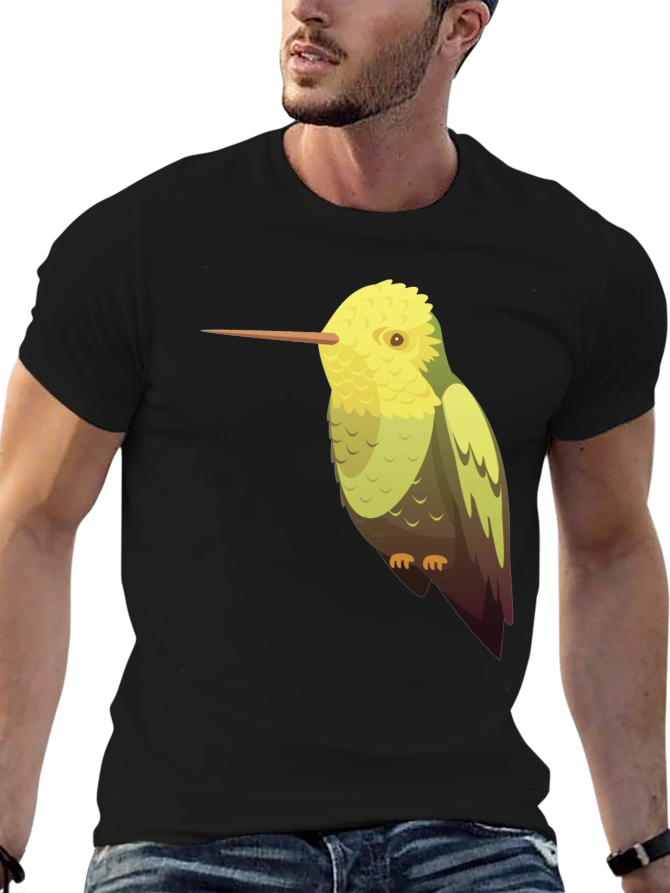 Hummingbird Graphic Tee - Black Cotton Blend