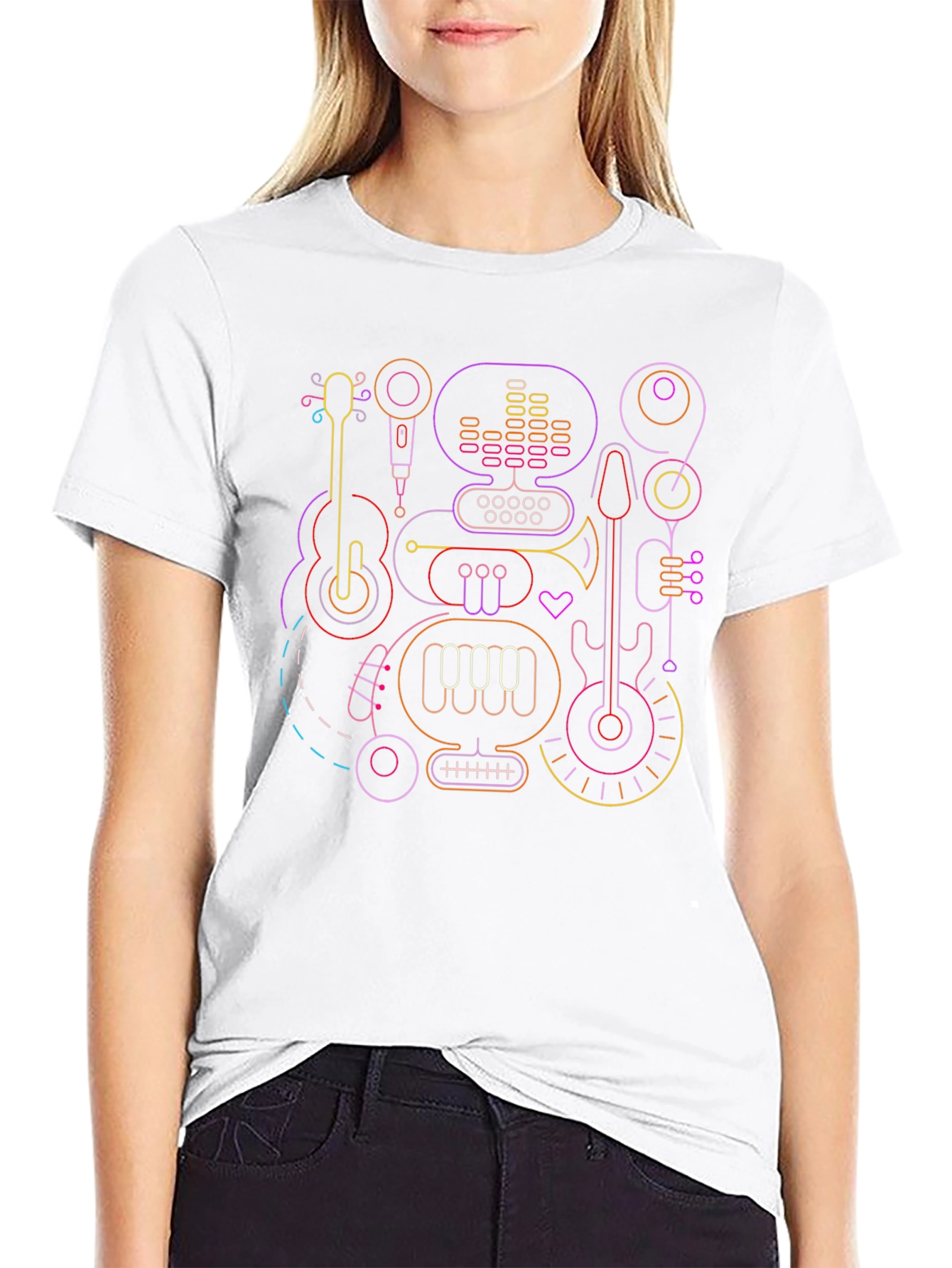 Neon Music Instrument Graphic T-Shirt