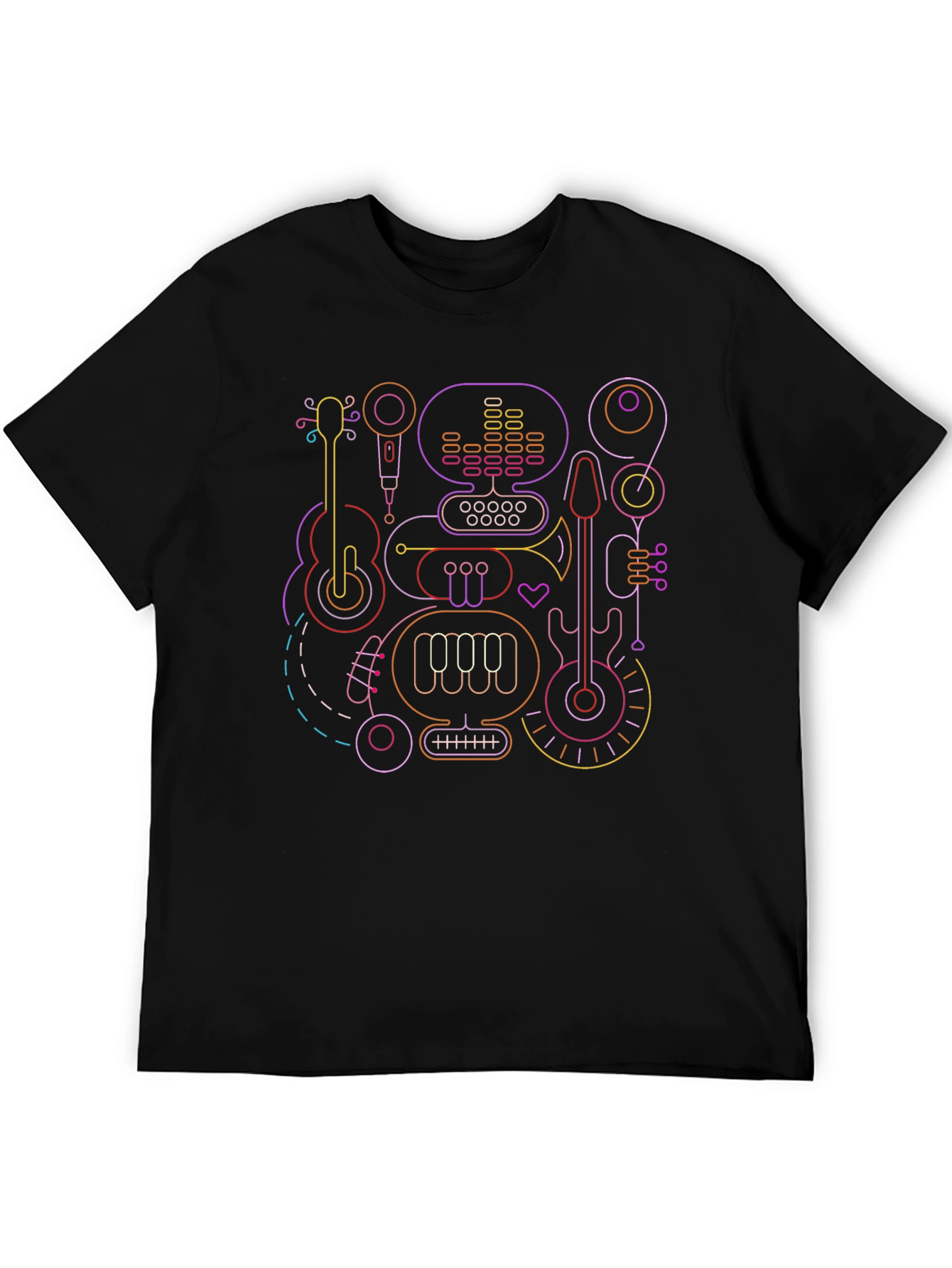 Neon Music Instrument Graphic T-Shirt