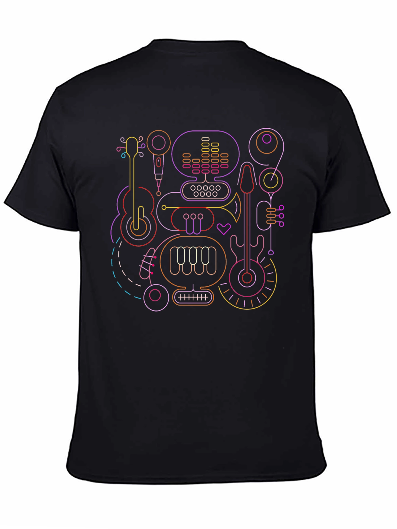 Neon Music Instrument Graphic T-Shirt