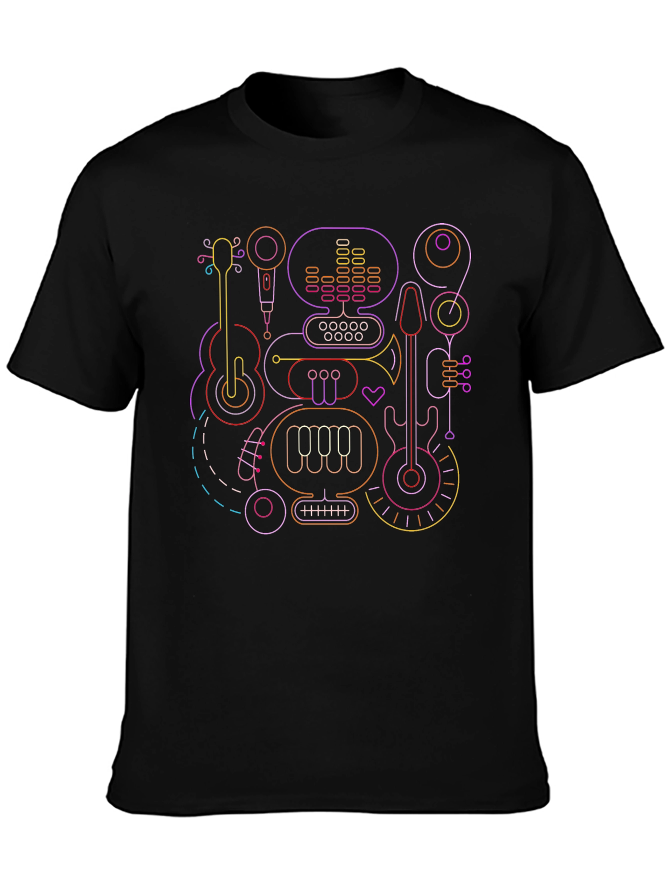 Neon Music Instrument Graphic T-Shirt