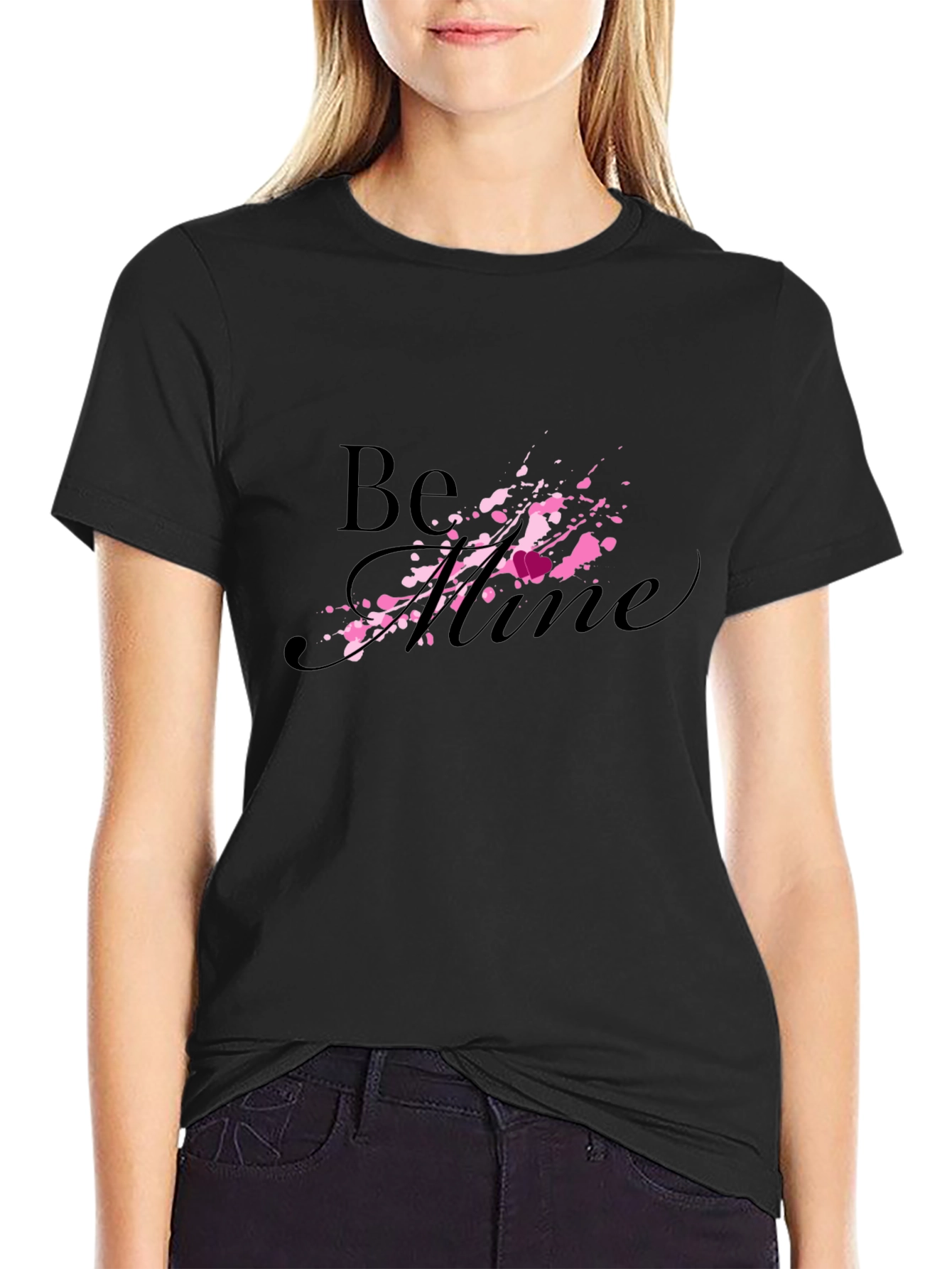 Be Mine Valentines Day Graphic Tee - Black