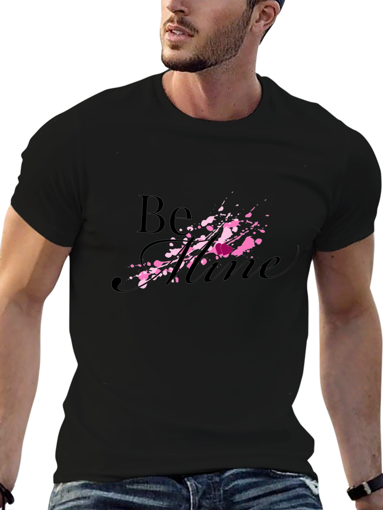 Be Mine Valentines Day Graphic Tee - Black