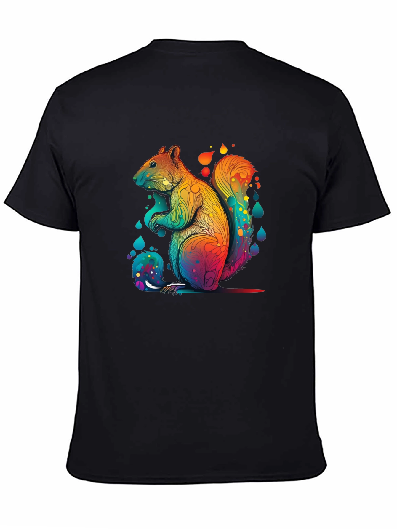 Rainbow Squirrel Graphic Tee - Unisex Black T-Shirt