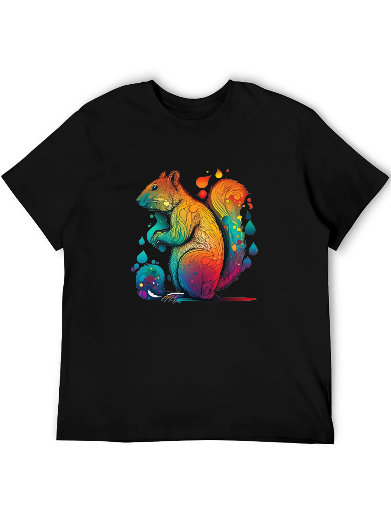 Rainbow Squirrel Graphic Tee - Unisex Black T-Shirt
