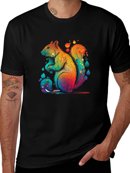 Rainbow Squirrel Graphic Tee - Unisex Black T-Shirt