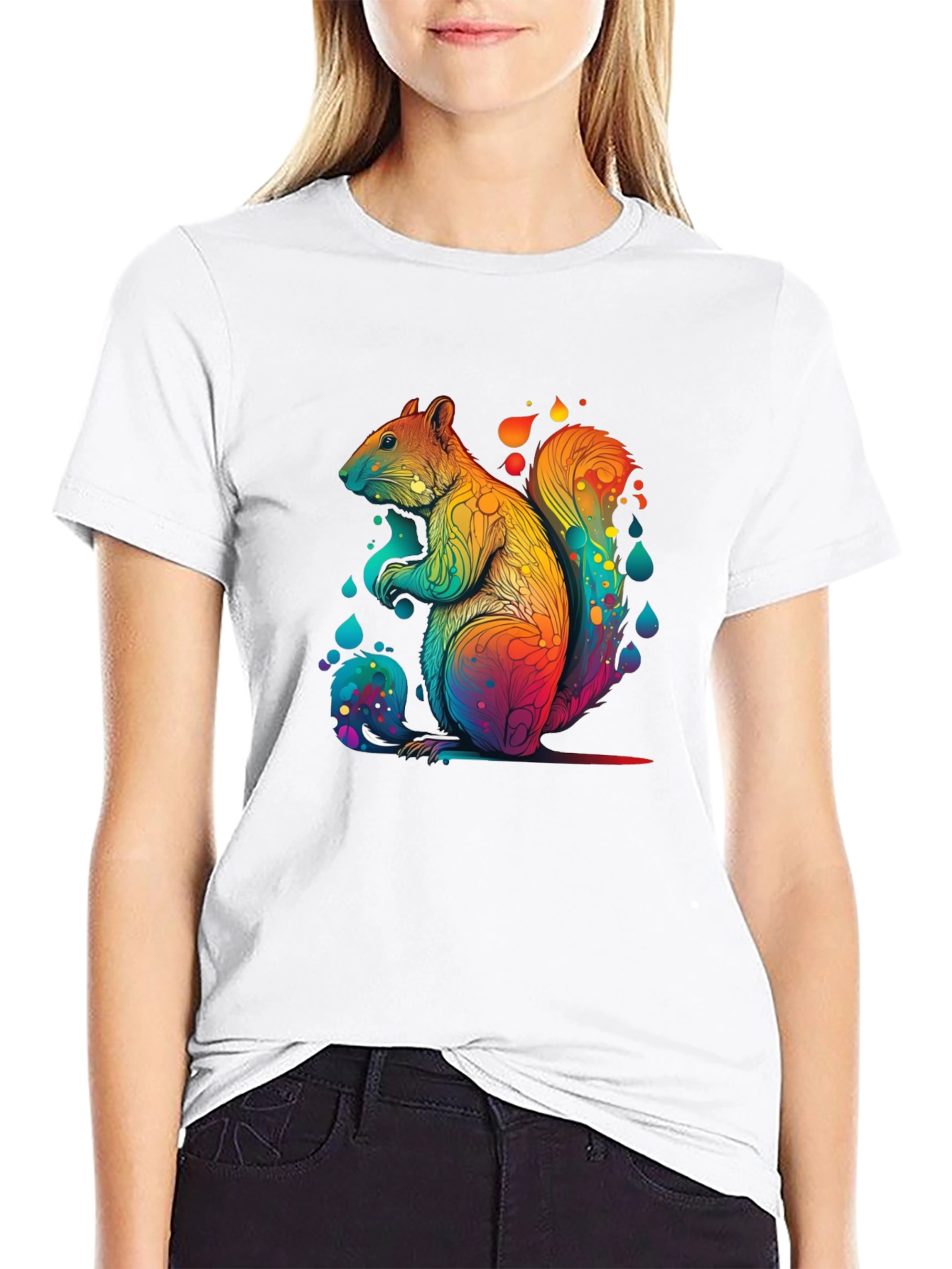 Rainbow Squirrel Graphic Tee - Unisex Black T-Shirt