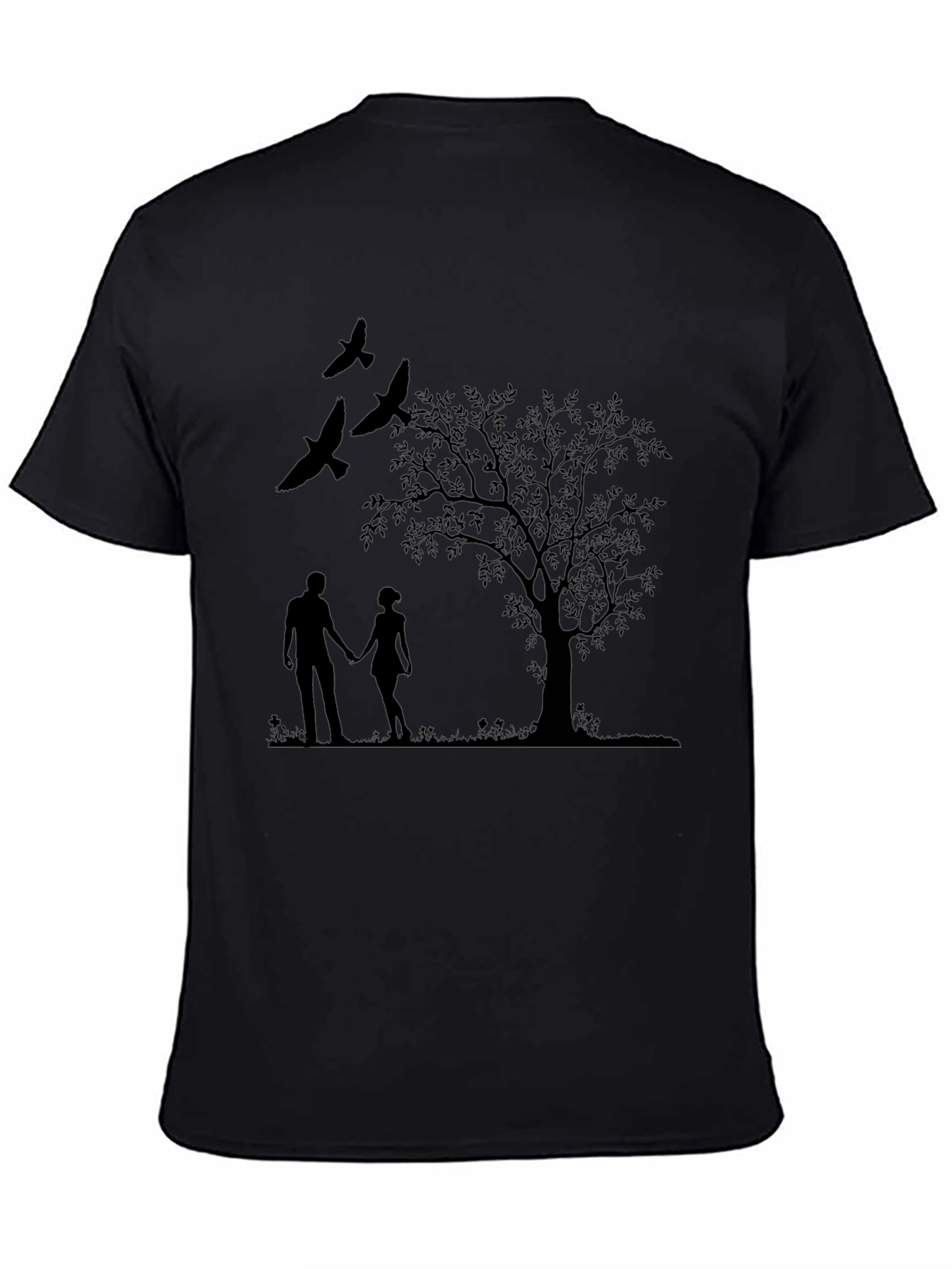 Silhouette Couple & Tree Black T-Shirt