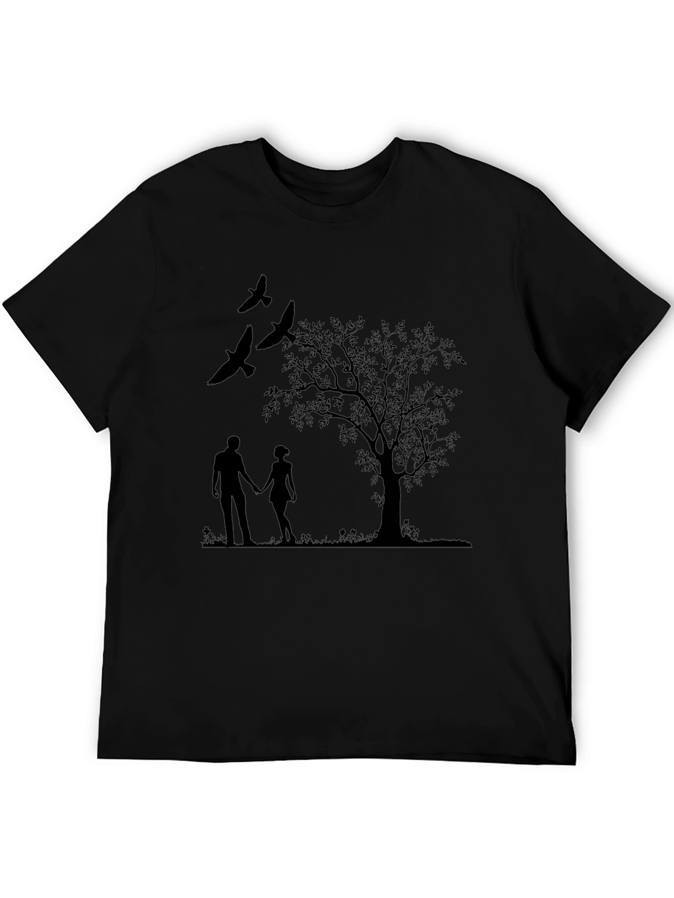 Silhouette Couple & Tree Black T-Shirt