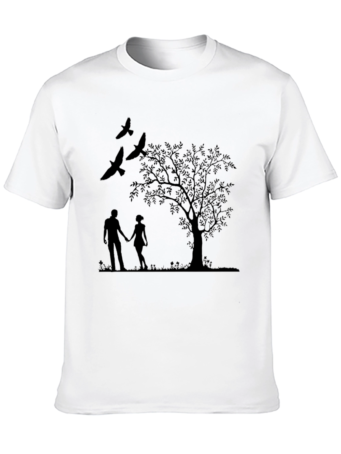 Silhouette Couple & Tree Black T-Shirt