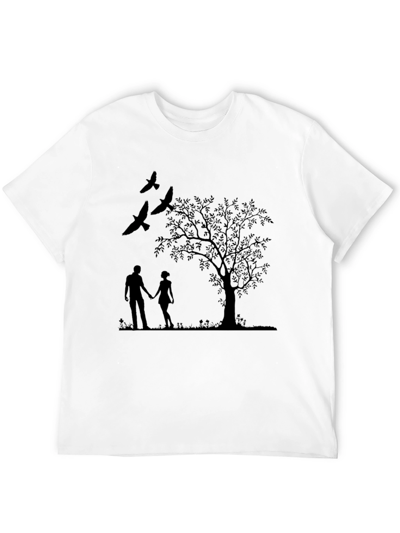 Silhouette Couple & Tree Black T-Shirt
