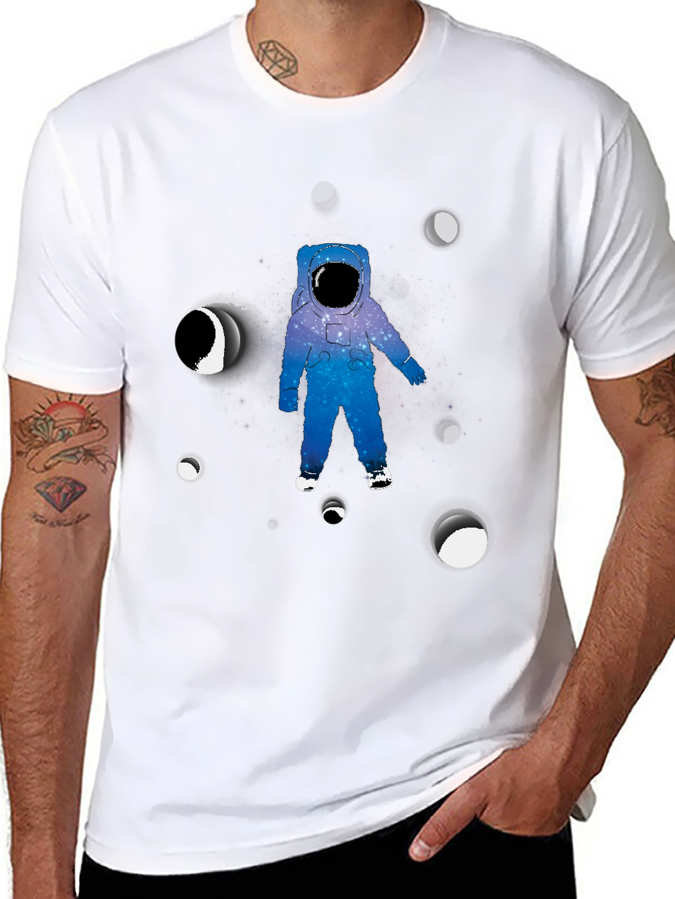 Astronaut Graphic Print Black T-Shirt