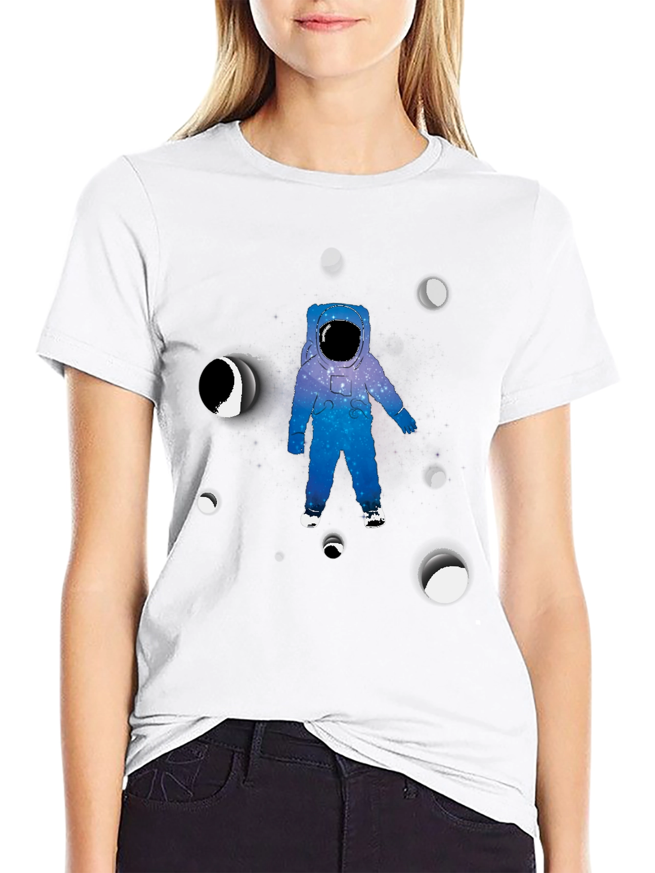 Astronaut Graphic Print Black T-Shirt