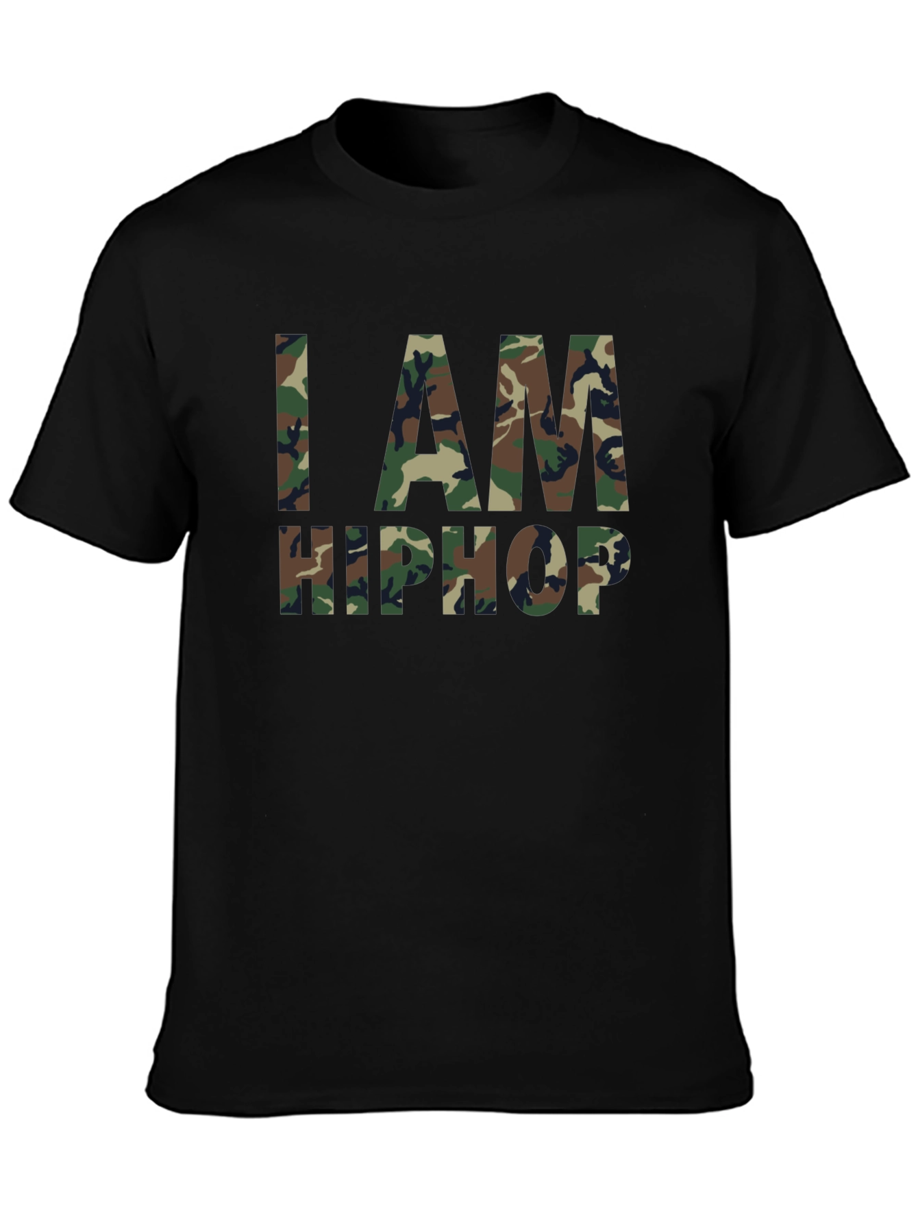 I AM HIP HOP Camo Print Black T-Shirt