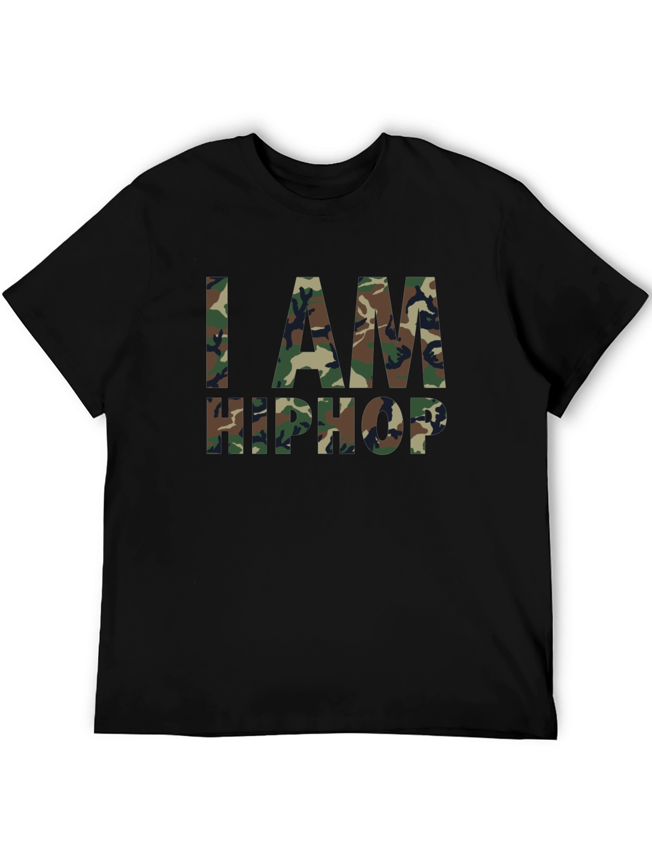 I AM HIP HOP Camo Print Black T-Shirt