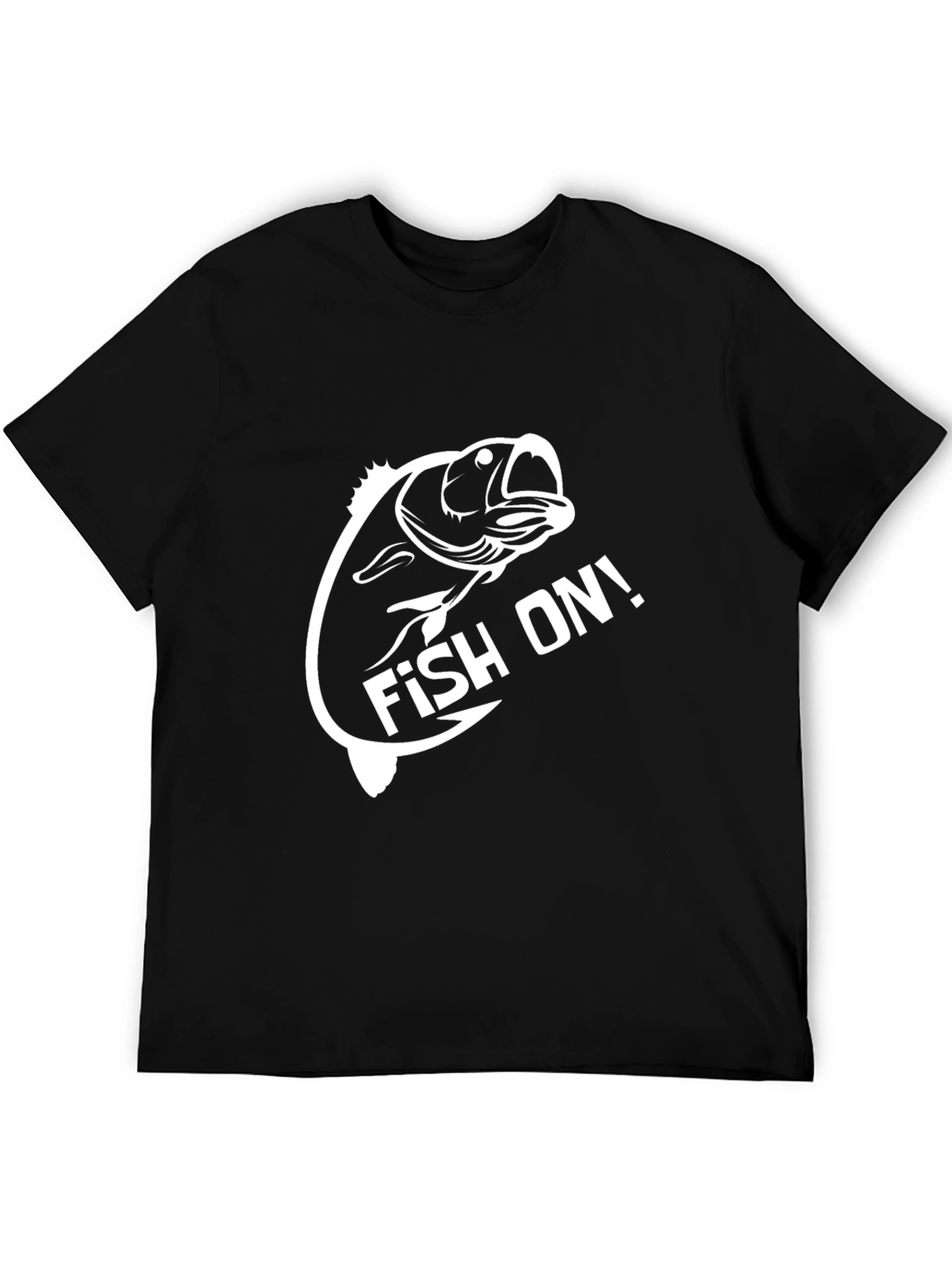 Fish On! Graphic T-Shirt Black Crew Neck