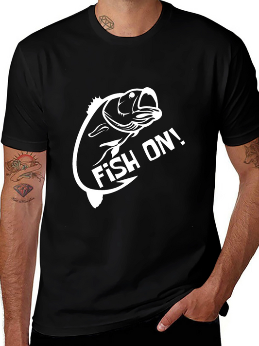 Fish On! Graphic T-Shirt Black Crew Neck
