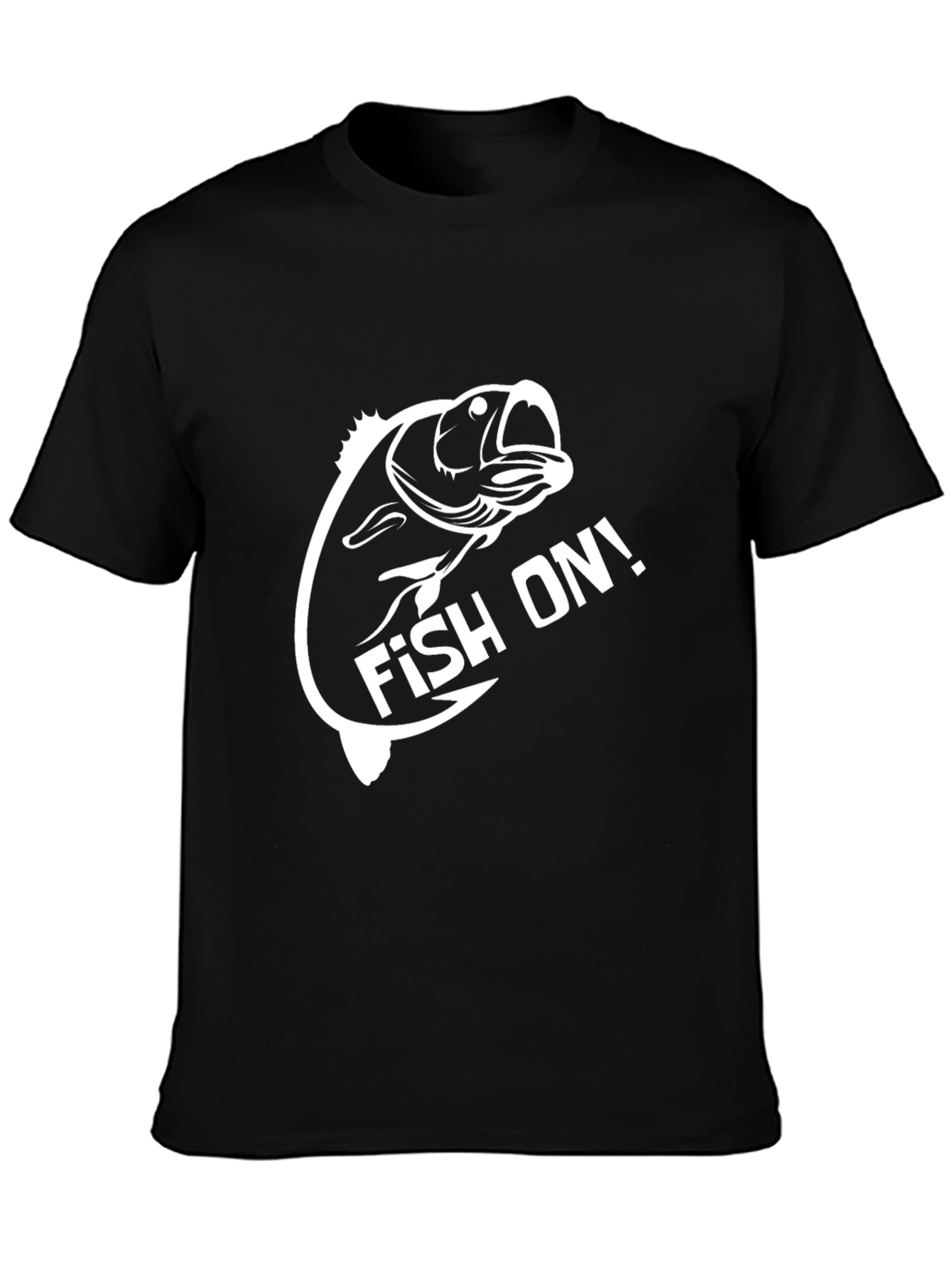 Fish On! Graphic T-Shirt Black Crew Neck