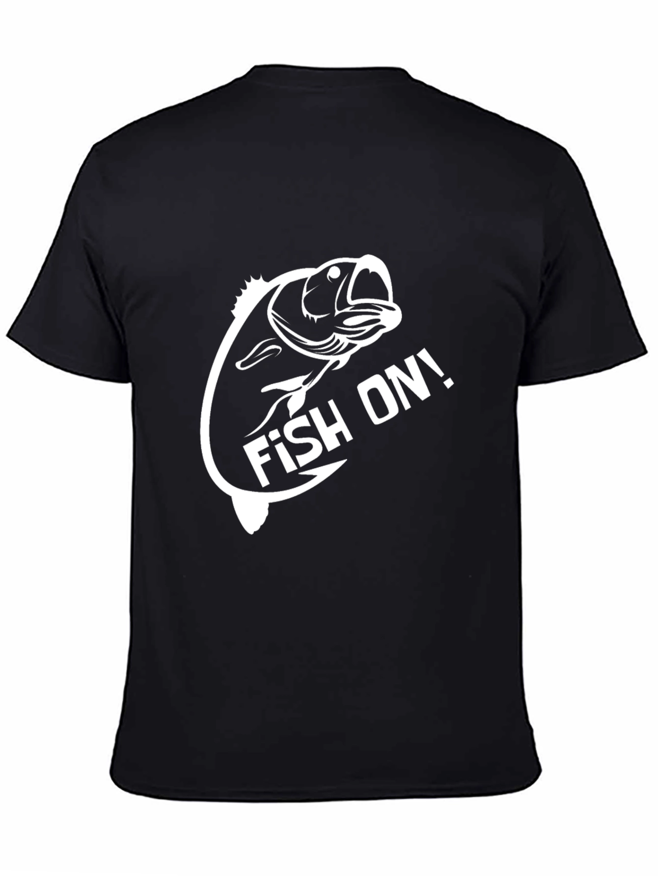 Fish On! Graphic T-Shirt Black Crew Neck