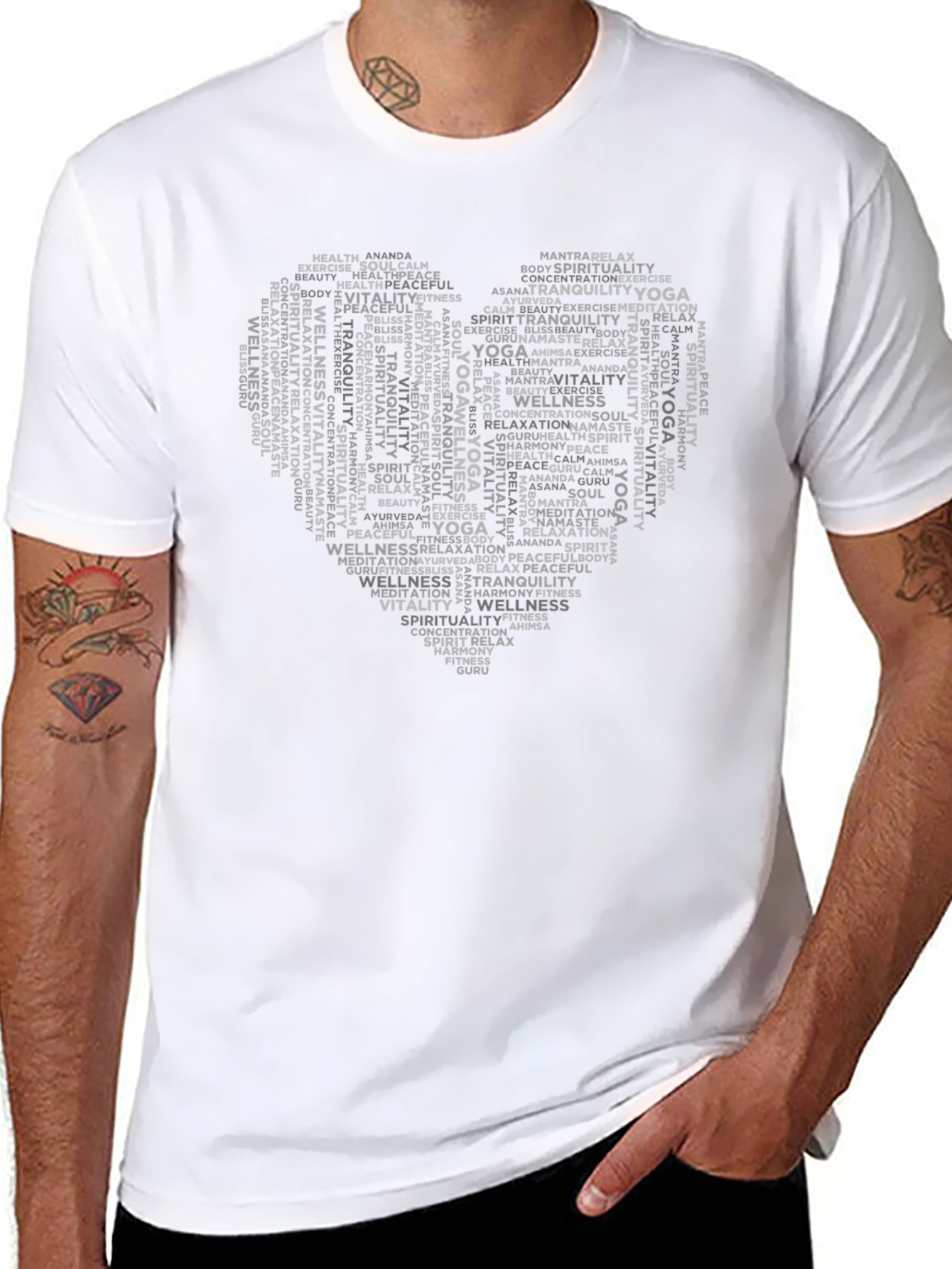 Yoga Word Art Heart Graphic T-Shirt