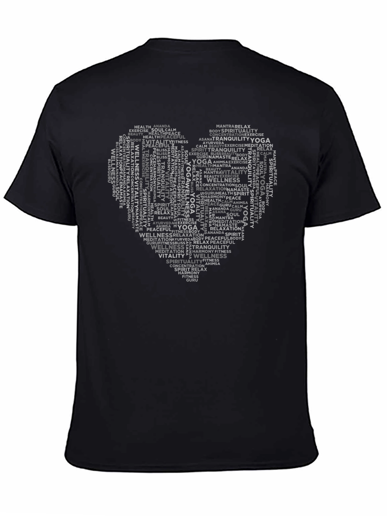 Yoga Word Art Heart Graphic T-Shirt