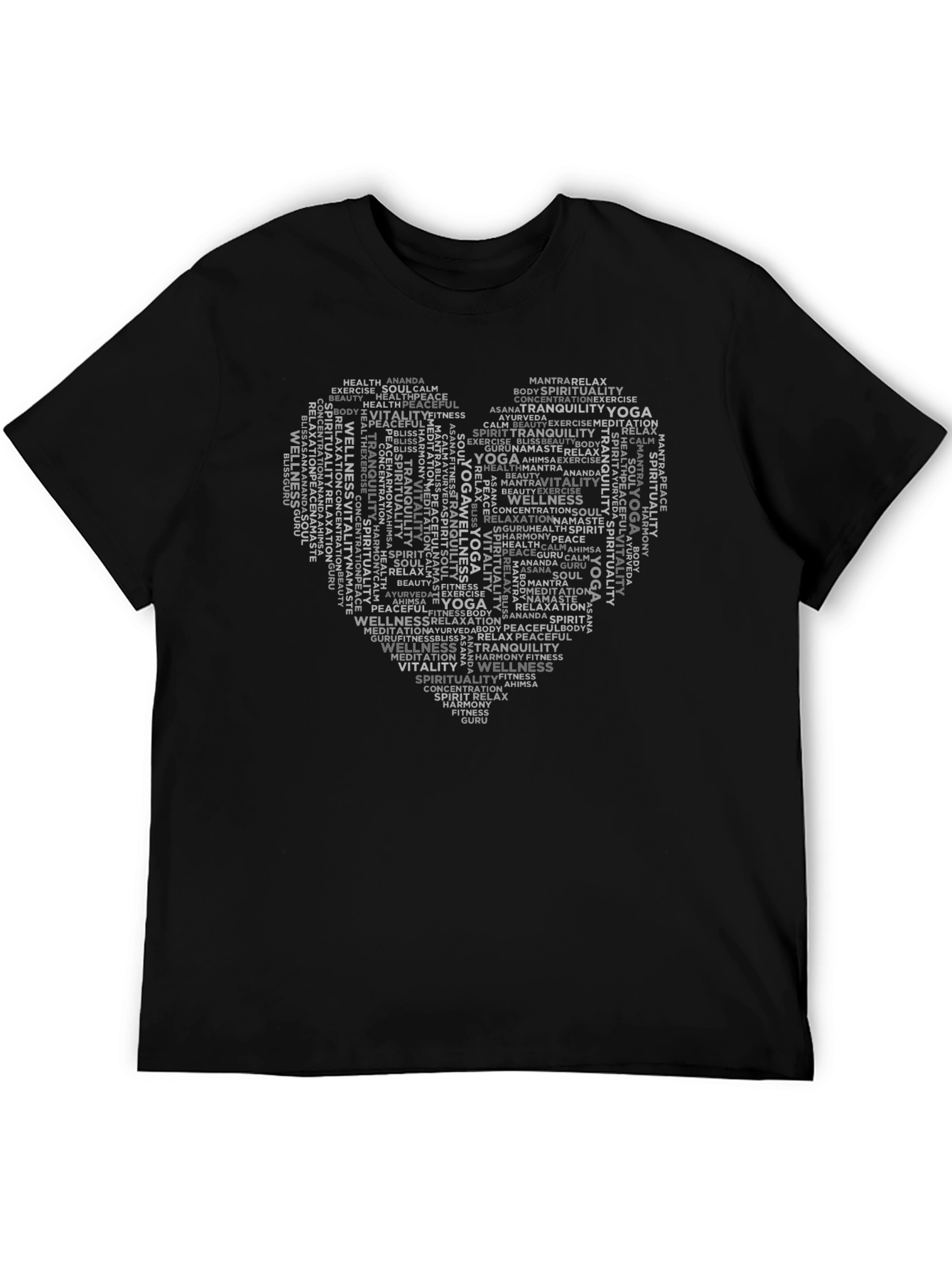 Yoga Word Art Heart Graphic T-Shirt