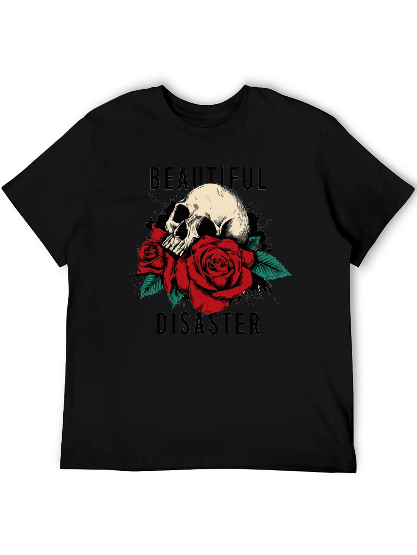 Beautiful Disaster Skull & Roses Graphic Tee