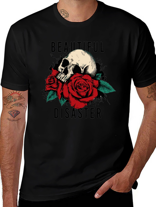 Beautiful Disaster Skull & Roses Graphic Tee