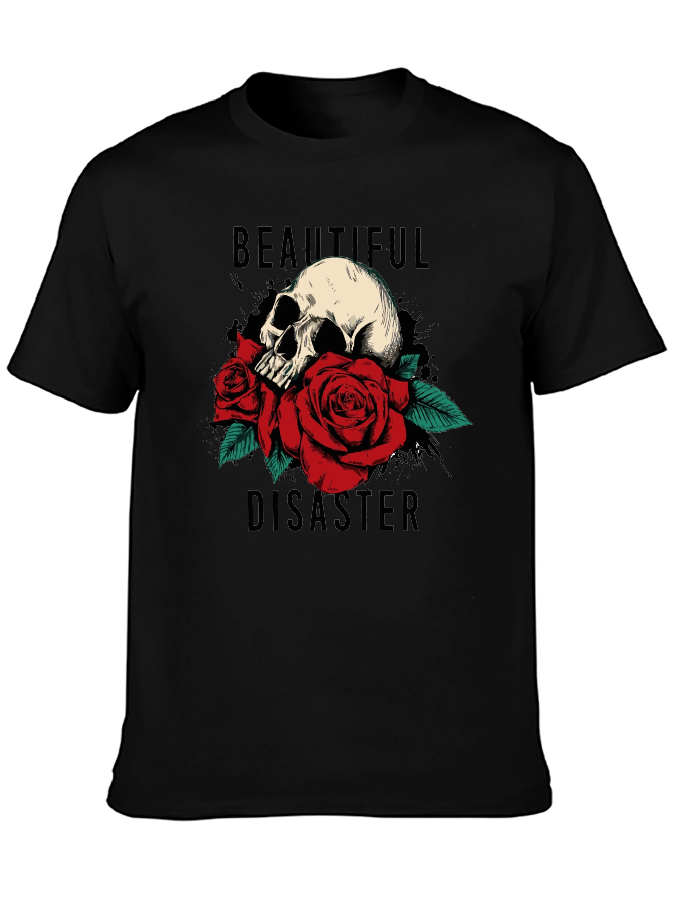 Beautiful Disaster Skull & Roses Graphic Tee