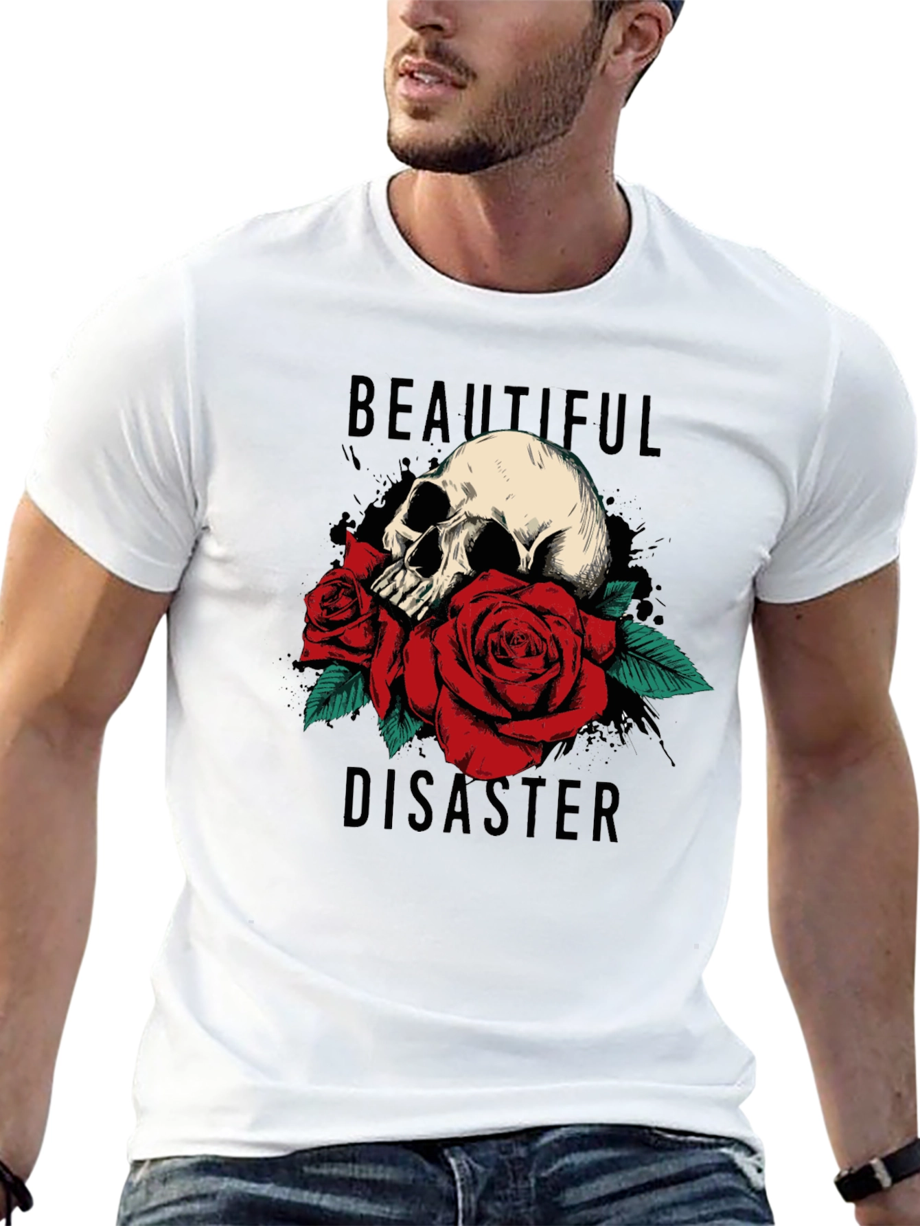 Beautiful Disaster Skull & Roses Graphic Tee
