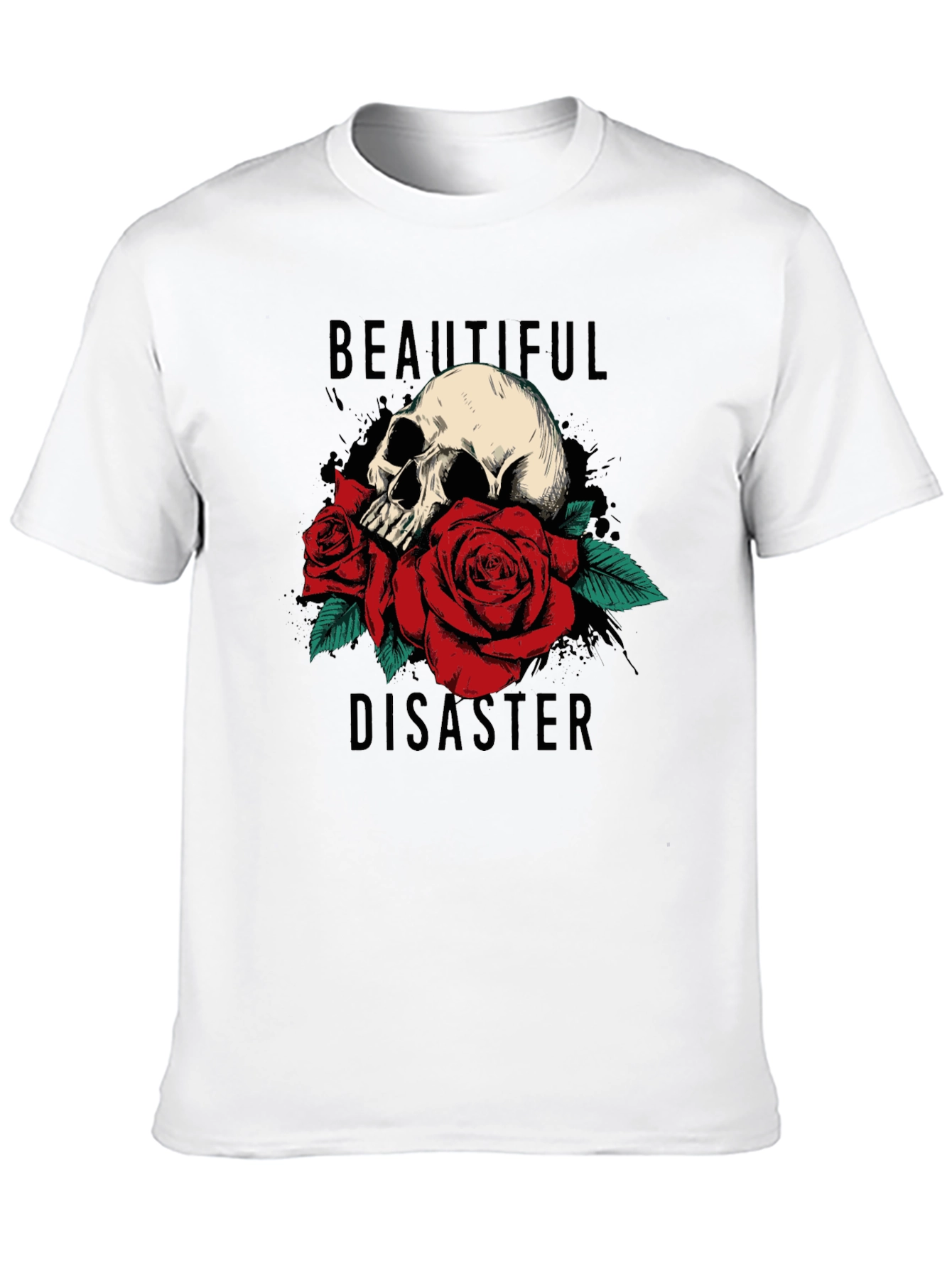 Beautiful Disaster Skull & Roses Graphic Tee