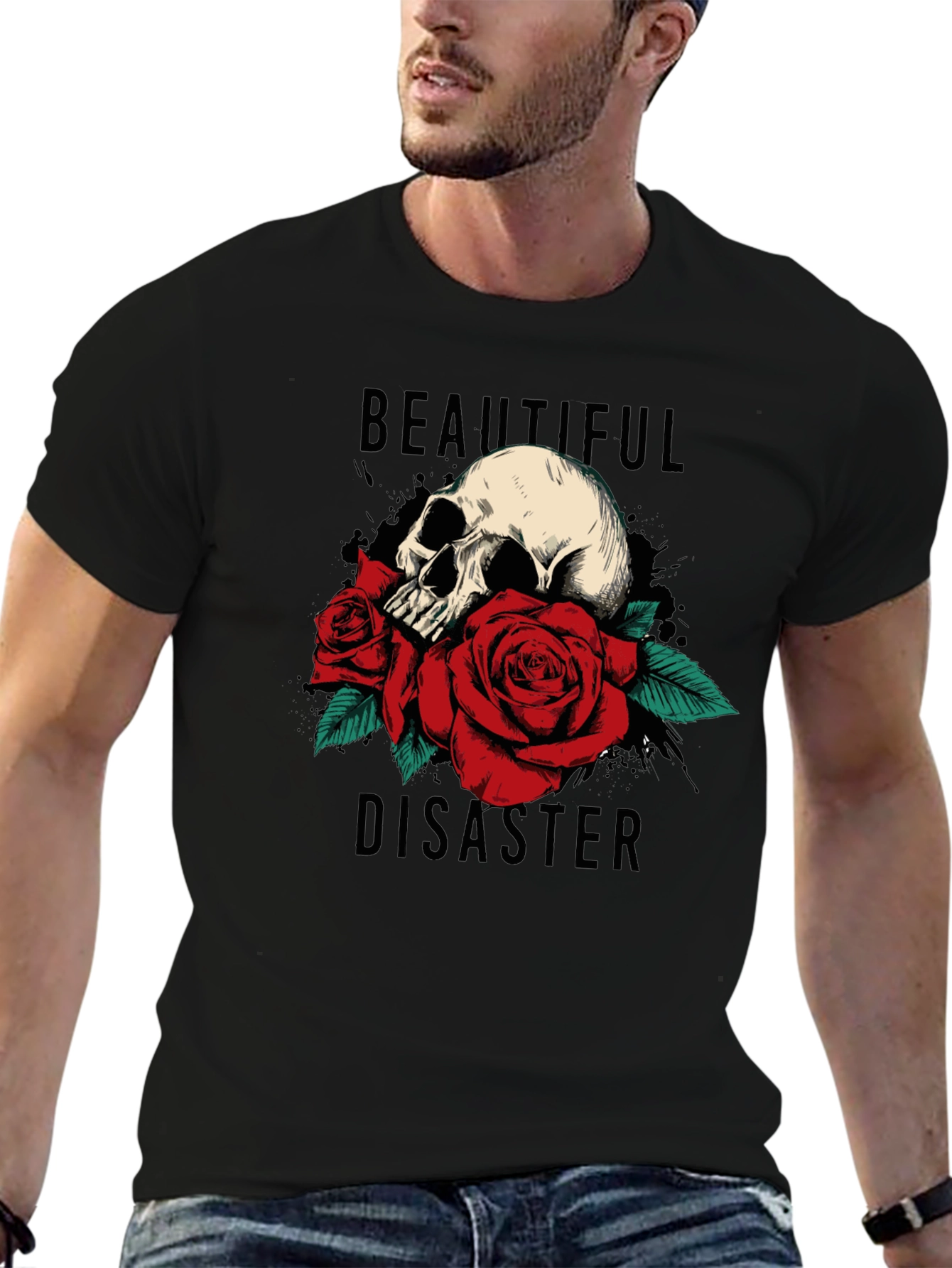 Beautiful Disaster Skull & Roses Graphic Tee