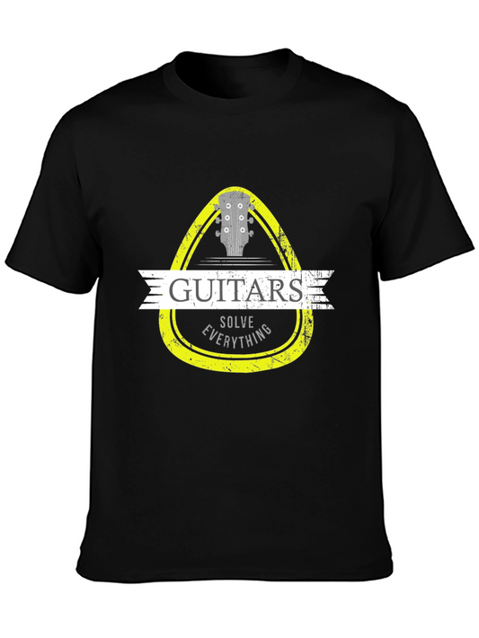 Guitars Solve Everything Graphic Tee - Music Lover T-Shirt