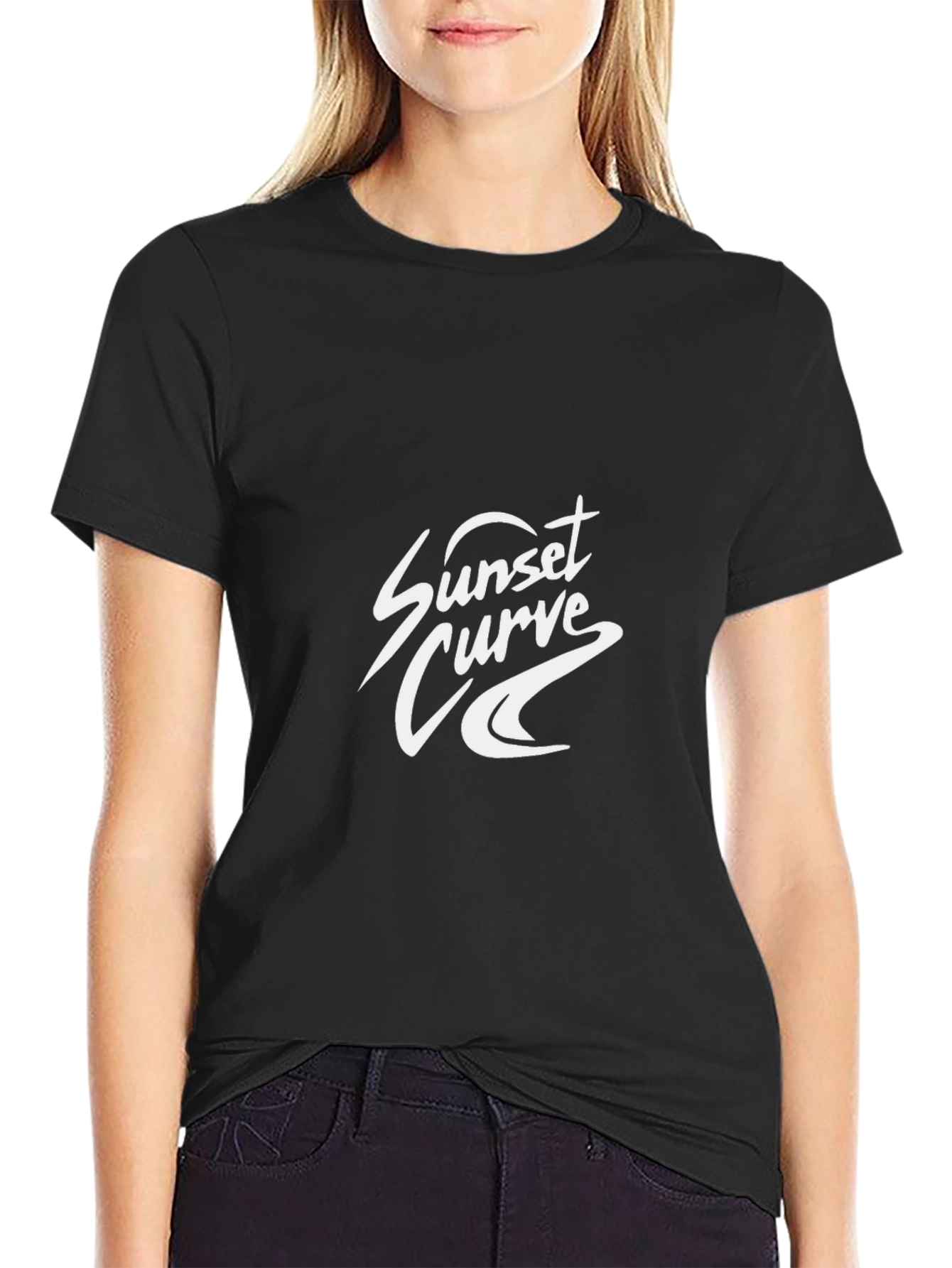 Sunset Curve Band Tee - Retro Black T-Shirt