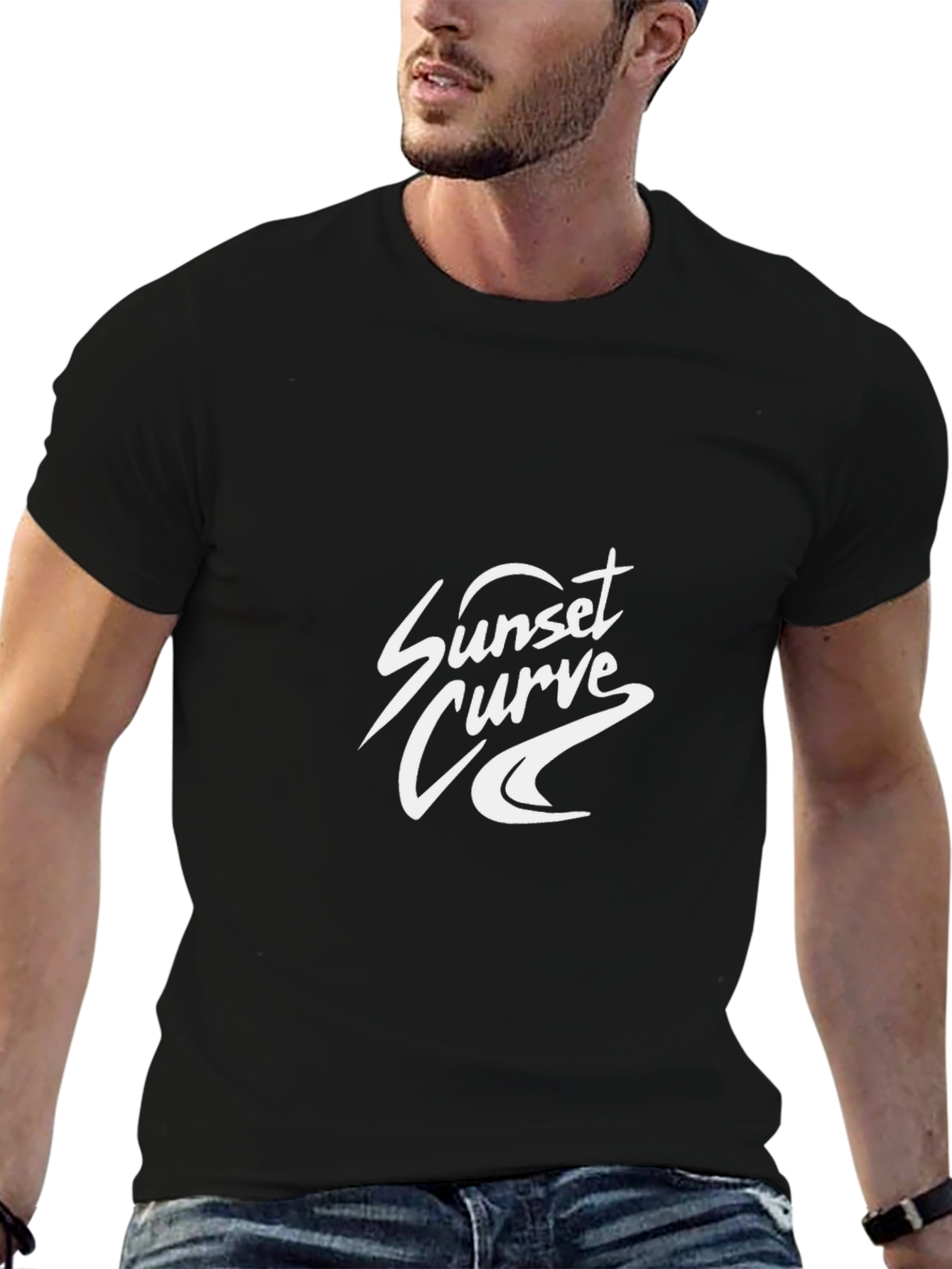 Sunset Curve Band Tee - Retro Black T-Shirt