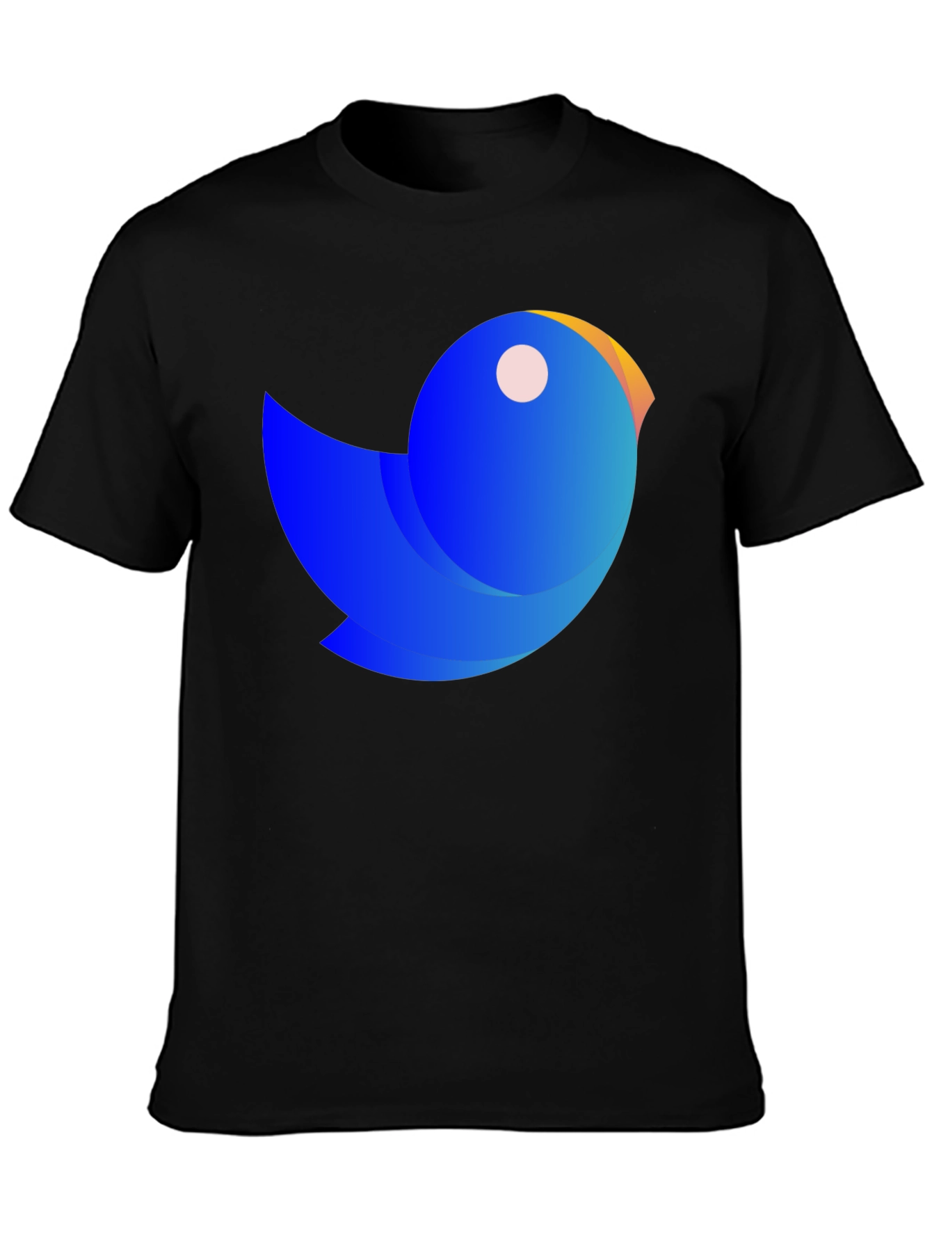 Abstract Blue Bird Graphic Tee - Casual Black T-Shirt