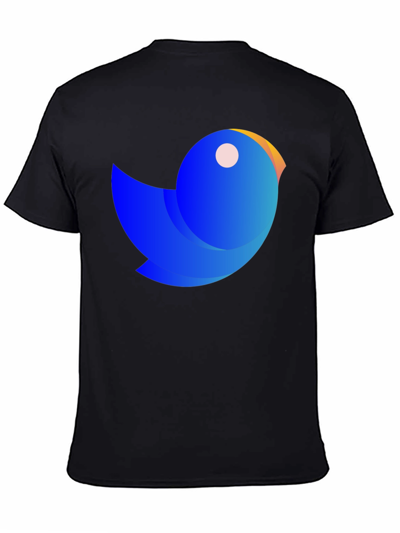 Abstract Blue Bird Graphic Tee - Casual Black T-Shirt