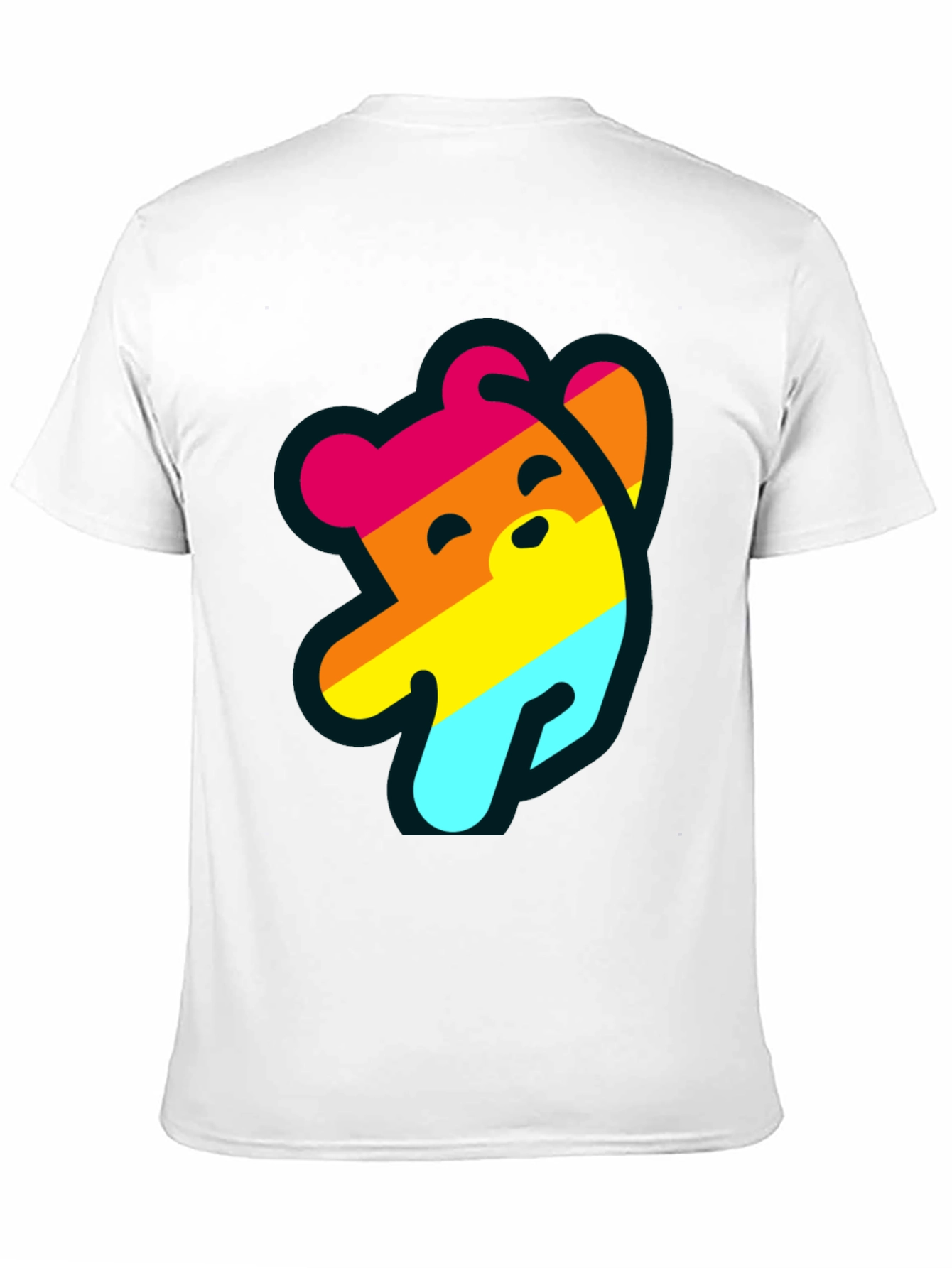 Rainbow Bear Graphic Tee - Casual Black T-Shirt