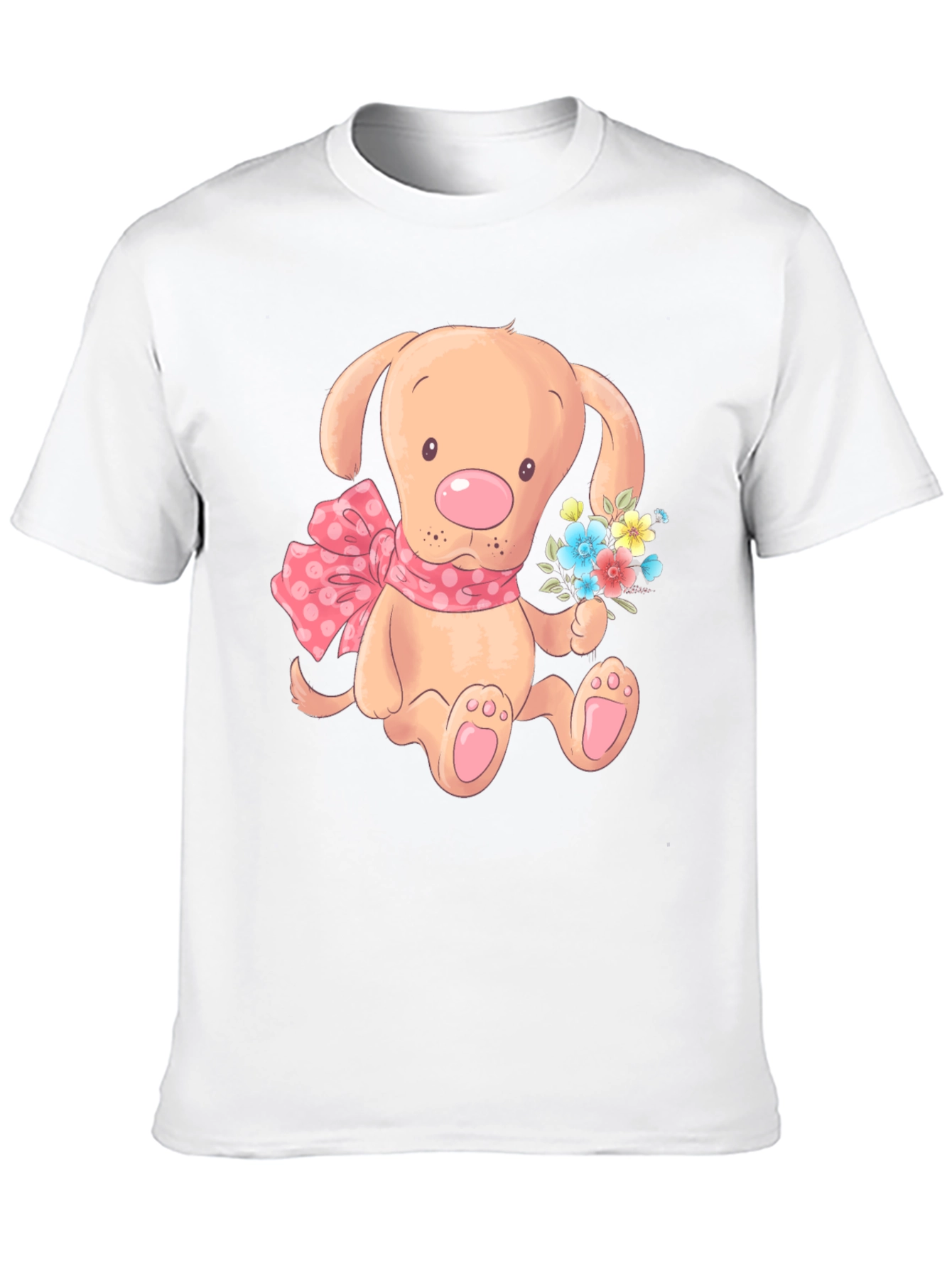 Cute Puppy T-Shirt - Mens Black Cotton Blend
