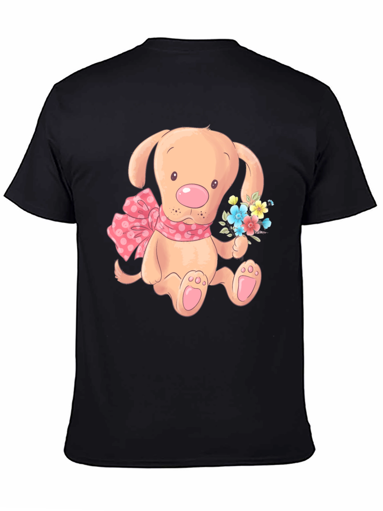 Cute Puppy T-Shirt - Mens Black Cotton Blend