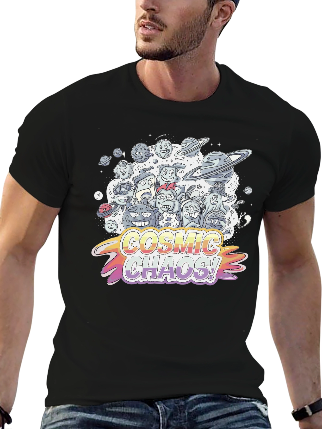 Cosmic Chaos Graphic Print T-Shirt