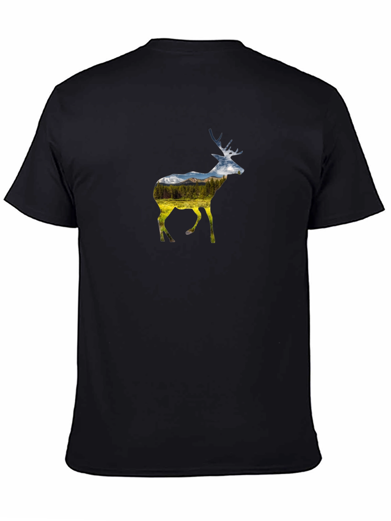 Nature Deer Graphic Black Tee
