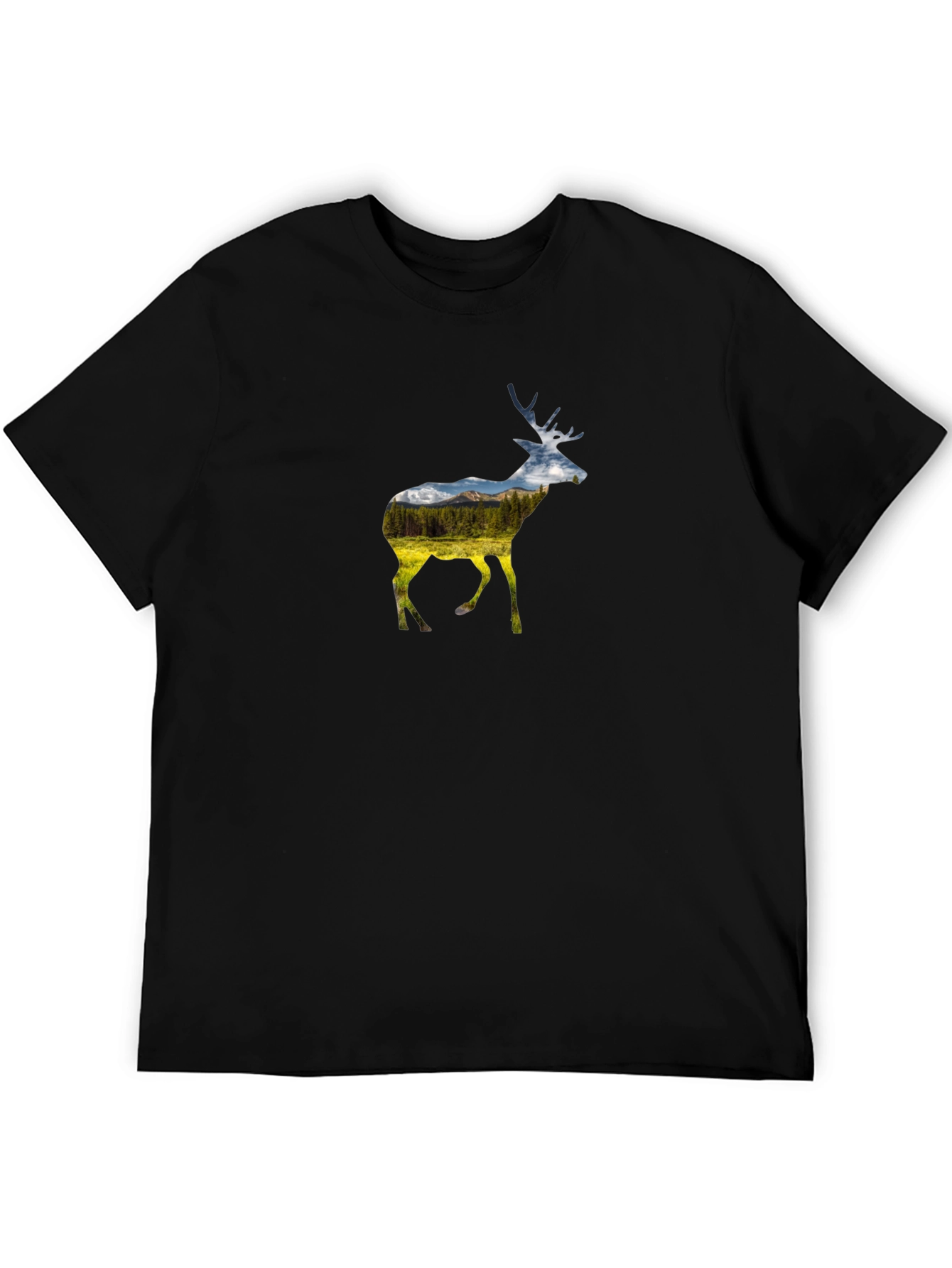 Nature Deer Graphic Black Tee