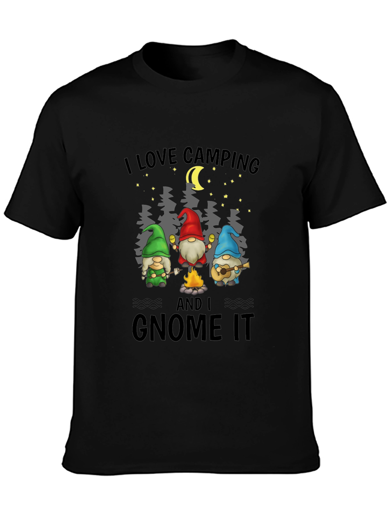 I Love Camping and I Gnome It Black T-Shirt