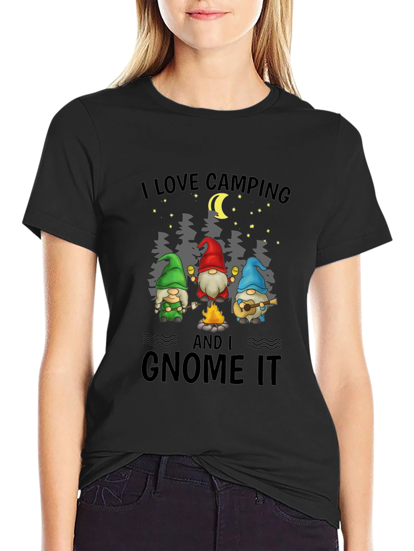 I Love Camping and I Gnome It Black T-Shirt