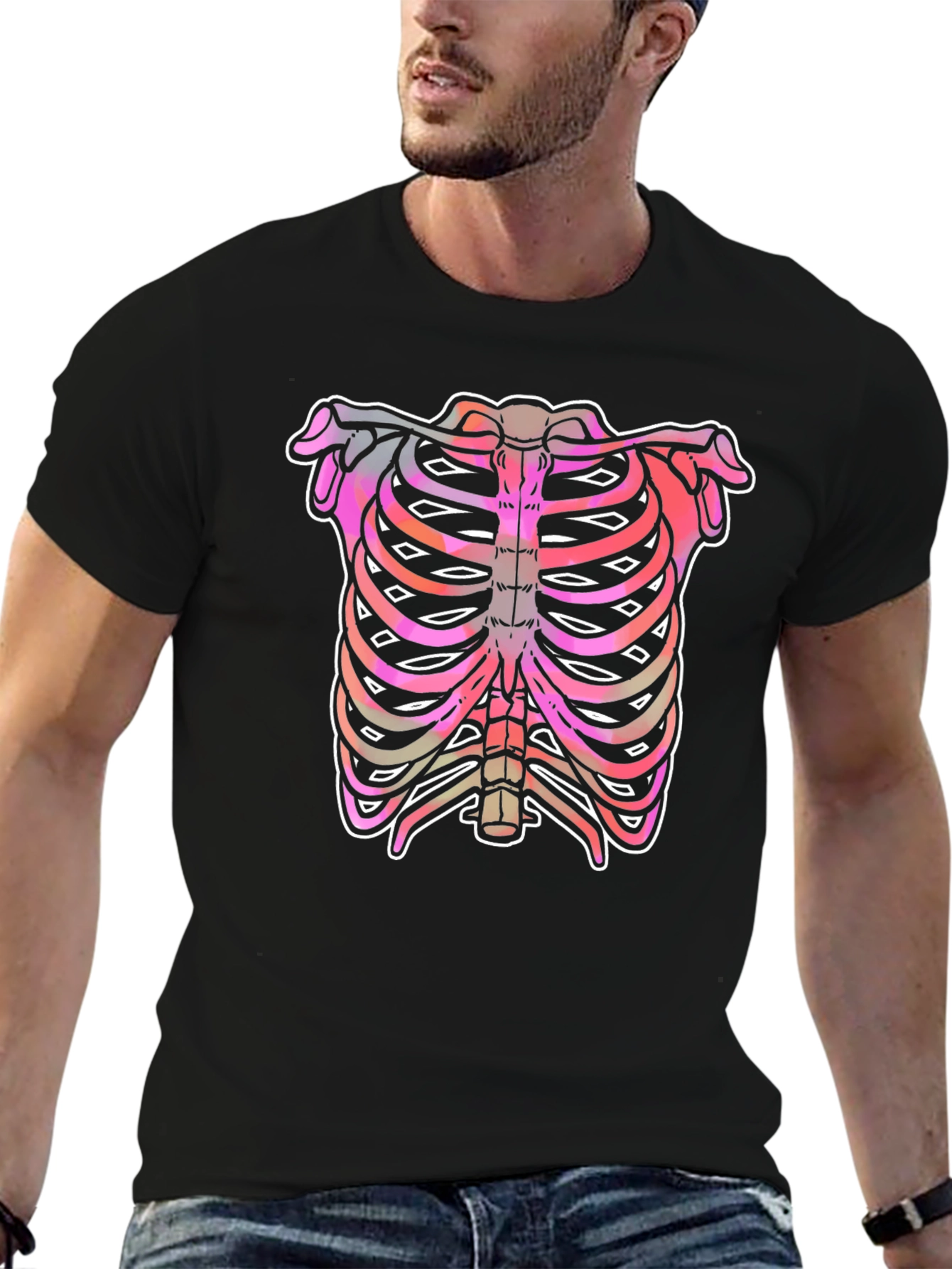 Rib Cage Graphic Tee - Unique Halloween Shirt