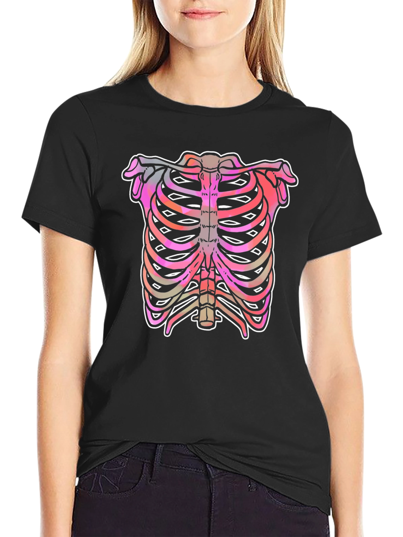 Rib Cage Graphic Tee - Unique Halloween Shirt