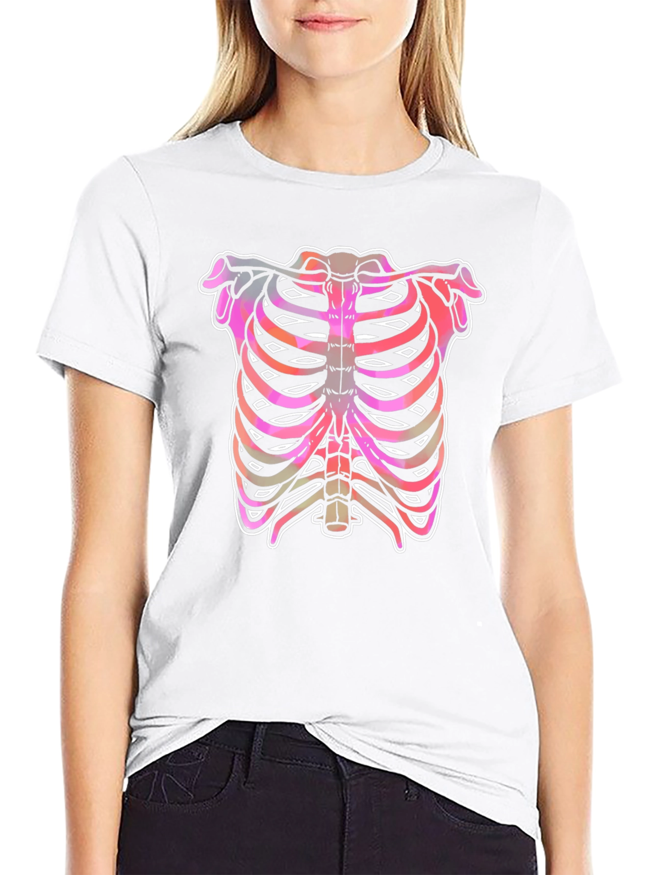 Rib Cage Graphic Tee - Unique Halloween Shirt