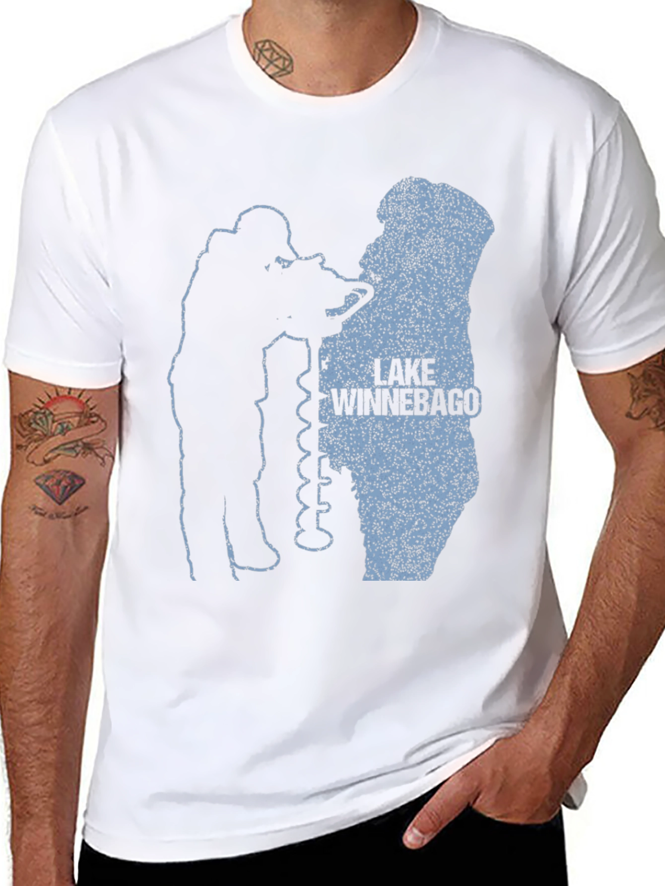 Lake Winnebago Ice Fishing Graphic T-Shirt