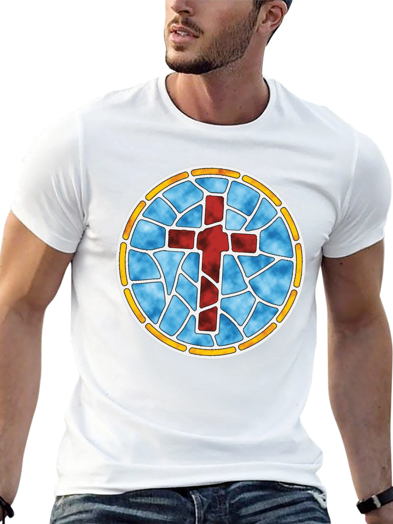 Stained Glass Cross Graphic Tee